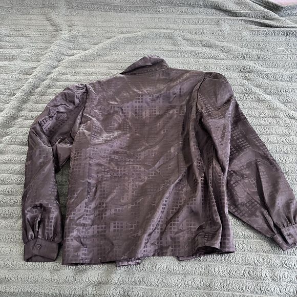 Joan Harper Vintage Black Blouse Size 12  Button Down 1980s - Picture 2 of 7